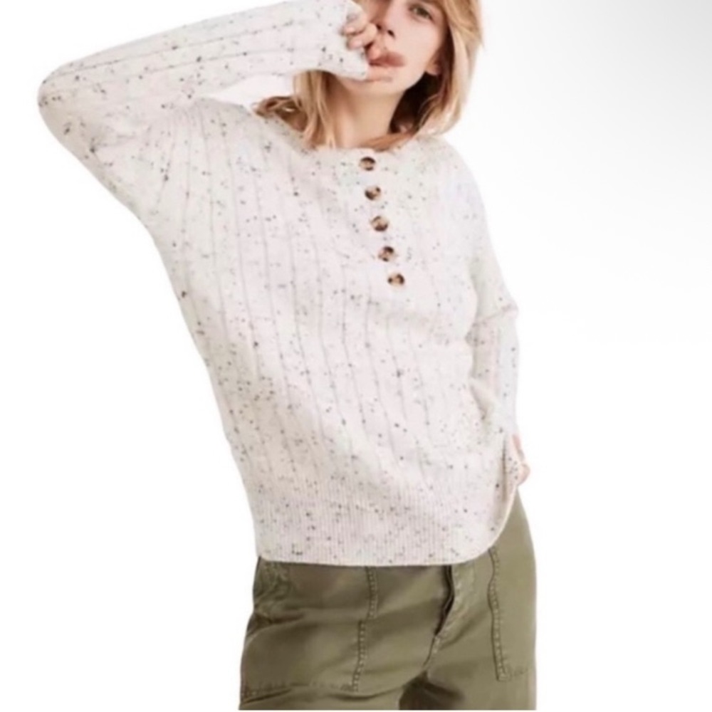 Madewell white and multi-coloured speckled knit sweater Size XS‎